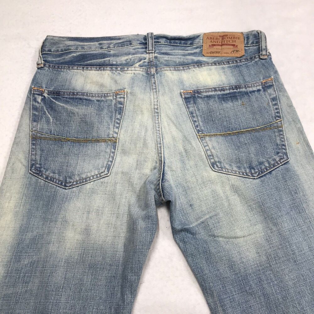 Y2K ABERCROMBIE & FITCH Remsen Jeans Men 32x34 Distressed Low Rise Slim Straight - Picture 5 of 16